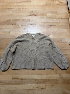 debut Neutral Cable Crewneck Sweater - Taupe